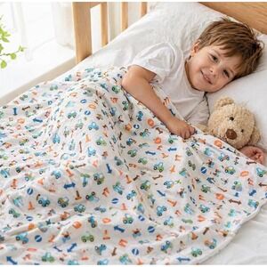 Omilion Kids Cotton Blanket Construction Print 40x60 Lightweight Throw Blanket